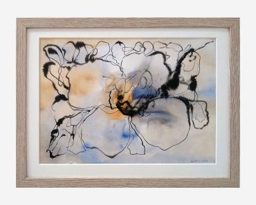 Blomtecken: med P 30×40 cm, Akvarell och tusch, Såld