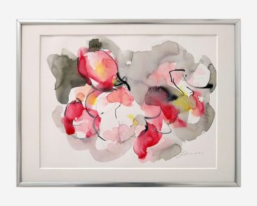 Blommor vitare: storlek med P 30×40 cm, Akvarell, tusch